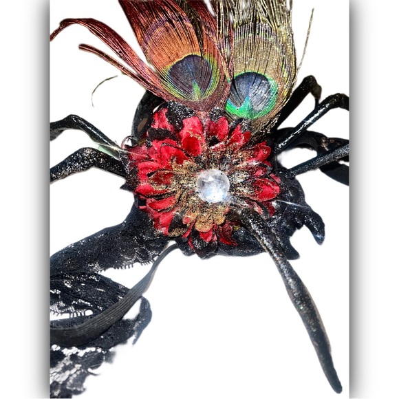 Glitz & Glam Black Spider Hat w/ Lace Wrap - Picture 3 of 13
